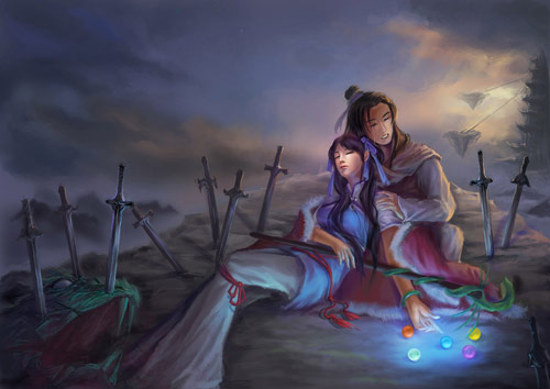 Zhao Ling'er dying in Xiaoyao's arms