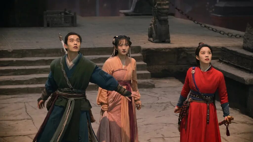 Li Xiaoyao, Zhao Ling'er and Lin Yueru face the King of Prison (He Yu, Yang Yutong, Xu Hao in Sword and Fairy 1)