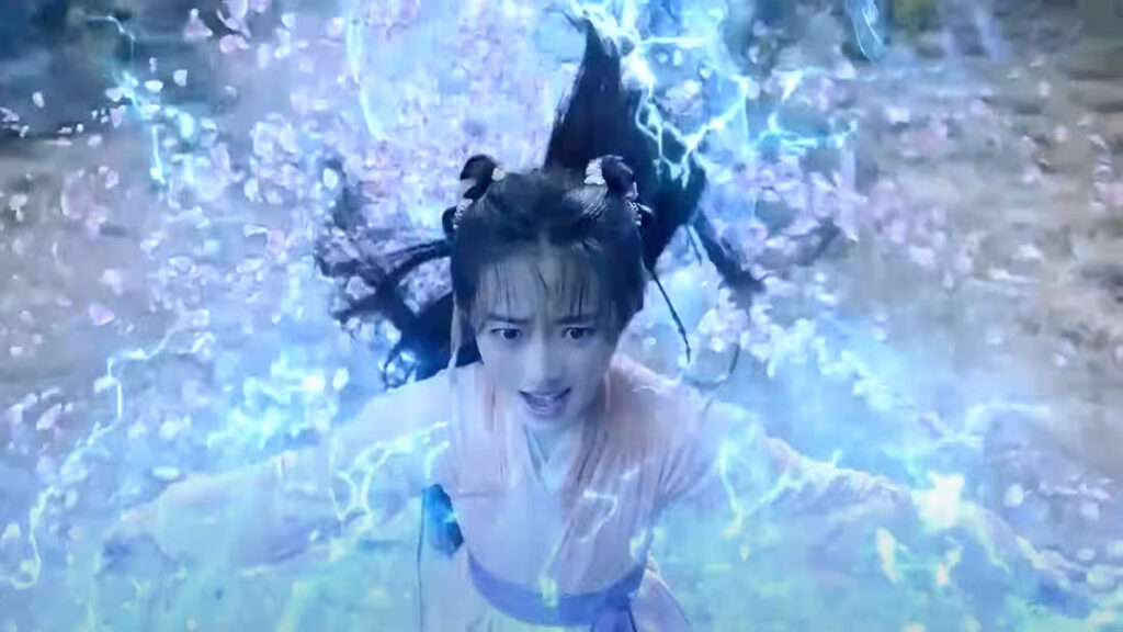 Yang Yutong as Zhao Ling'er in Sword and Fairy 1 as she unleashes a torrent of powerful energy