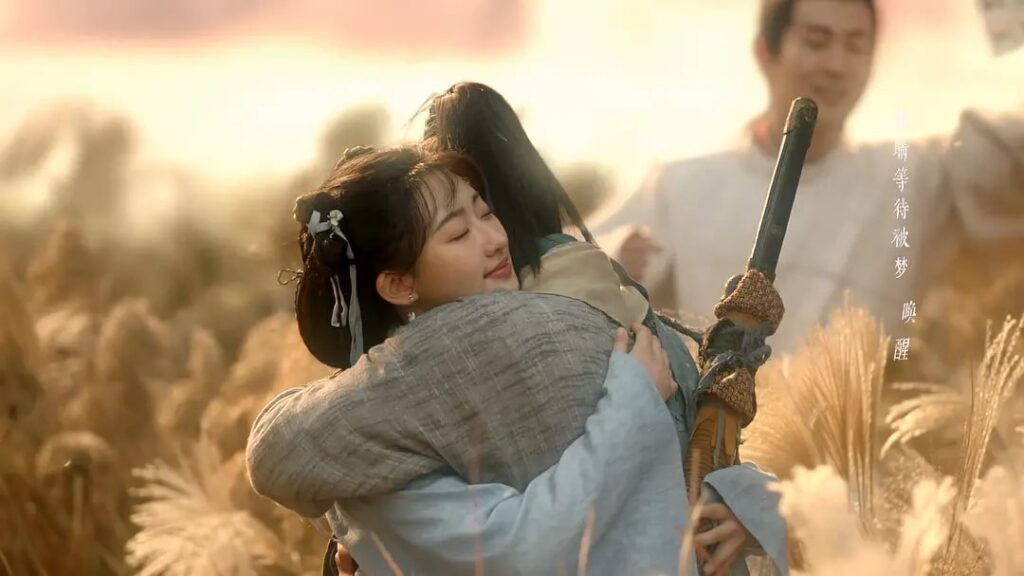 He Yu and Yang Yutong hugging in "Sword and Fairy 1" ending scene