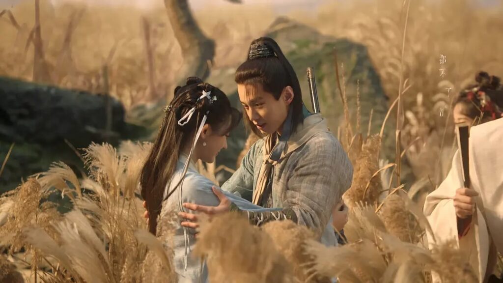 He Yu and Yang Yutong hugging in "Sword and Fairy 1" ending scene